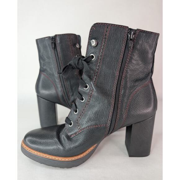Naturalizer Callie Black Tumbled Leather Heeled Booties Size 9M EUC - Picture 4 of 10